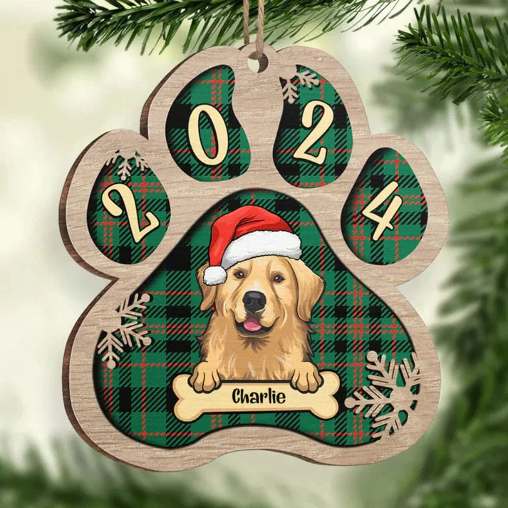 Personalized Paw-Shaped Christmas Ornament